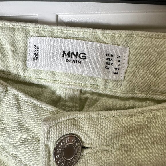MANGO Pale Lemon Yellow Wide Leg Denim Jeans Size 4 - Picture 5 of 8